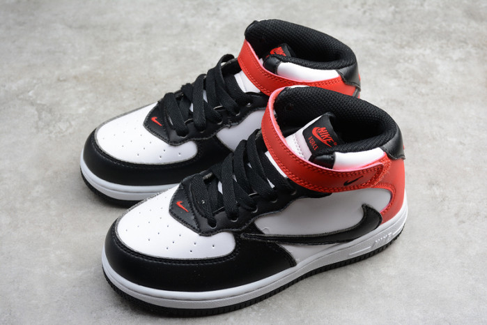 kids nike air force 1 mid 07 x travis scott white black red 314197-016