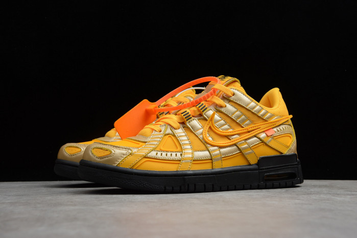 o-w nike air rubber dunk “university gold” cu6015-700