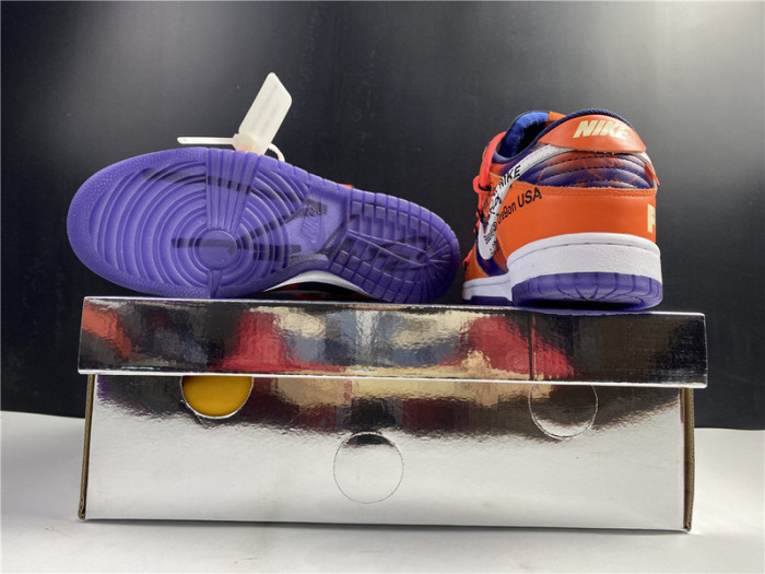 o-w x nike sb dunk low orange perple white ct0856-801